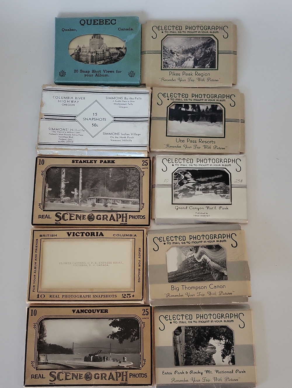 Vtg Souvenir Photo Folders Lot (10) Real Scene-O-Graph & Selected Photographs US